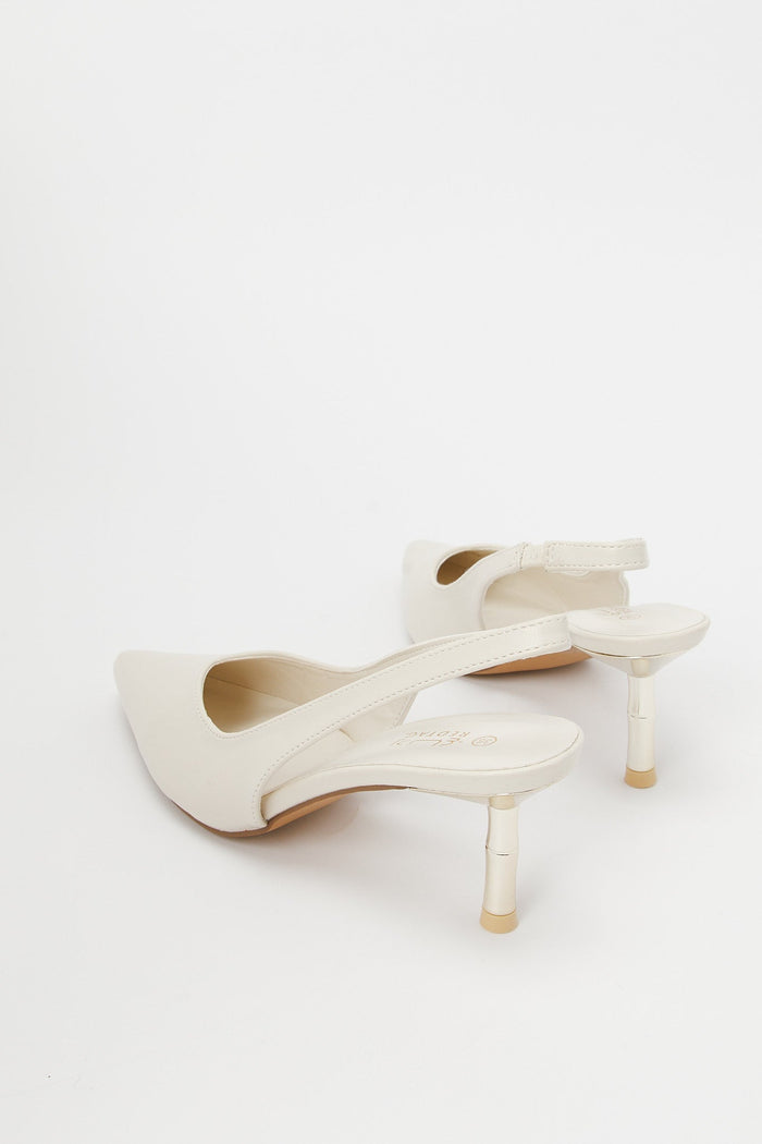 Redtag-Ivory-Slingback-With-Gold-Heel-Category:Formal-Shoes,-Colour:Ivory,-Deals:New-In,-Filter:Women's-Footwear,-H1:FOO,-H2:LAD,-H3:SHO,-H4:FOS,-N/A,-New-In-Women-FOO,-Non-Sale,-S23C,-Season:S23C,-Section:Women,-Women-Formal-Shoes-Women's-