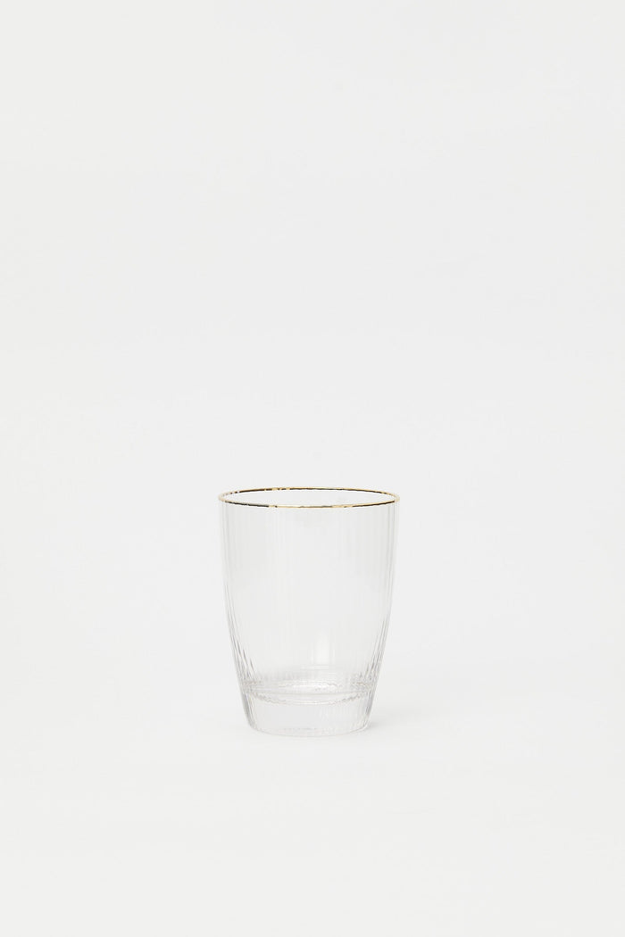 Redtag-Gold-Rim-Glass-Tumbler-Category:Glasses,-Colour:Gold,-Deals:New-In,-Filter:Home-Dining,-H1:HMW,-H2:DIN,-H3:DRW,-H4:GLS,-HMW-DIN-Drinkware,-New-In-HMW-DIN,-Non-Sale,-S23C,-Season:S23C,-Section:Homewares,-Style:SINGLE-Home-Dining-