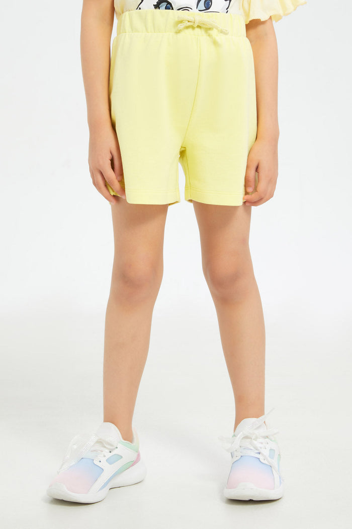 Redtag-Girls-Yellow-Solid-Shorts-Category:Shorts,-Colour:Yellow,-Deals:New-In,-Filter:Girls-(2-to-8-Yrs),-GIR-Shorts,-H1:KWR,-H2:GIR,-H3:TRS,-H4:SRT,-New-In-GIR-APL,-Non-Sale,-Promo:TBL,-S23C,-Season:S23C,-Section:Girls-(0-to-14Yrs),-TBL-Girls-2 to 8 Years