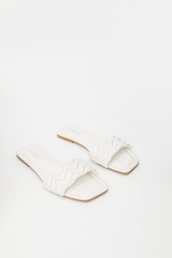 Redtag-White-Quilt-Mule-Category:Sandals,-Colour:White,-Deals:New-In,-Filter:Women's-Footwear,-H1:FOO,-H2:LAD,-H3:SAF,-H4:SAN,-LEC-Sandals,-N/A,-New-In-Women-FOO,-Non-Sale,-S23B,-Season:S23B,-Section:Women-Women's-