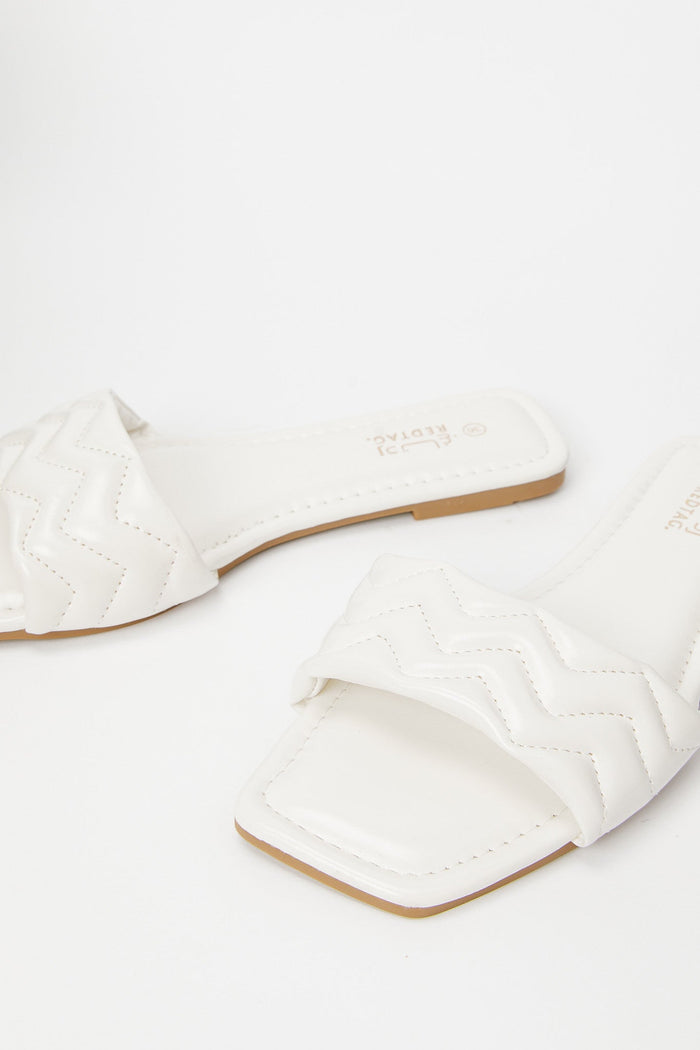 Redtag-White-Quilt-Mule-Category:Sandals,-Colour:White,-Deals:New-In,-Filter:Women's-Footwear,-H1:FOO,-H2:LAD,-H3:SAF,-H4:SAN,-LEC-Sandals,-N/A,-New-In-Women-FOO,-Non-Sale,-S23B,-Season:S23B,-Section:Women-Women's-