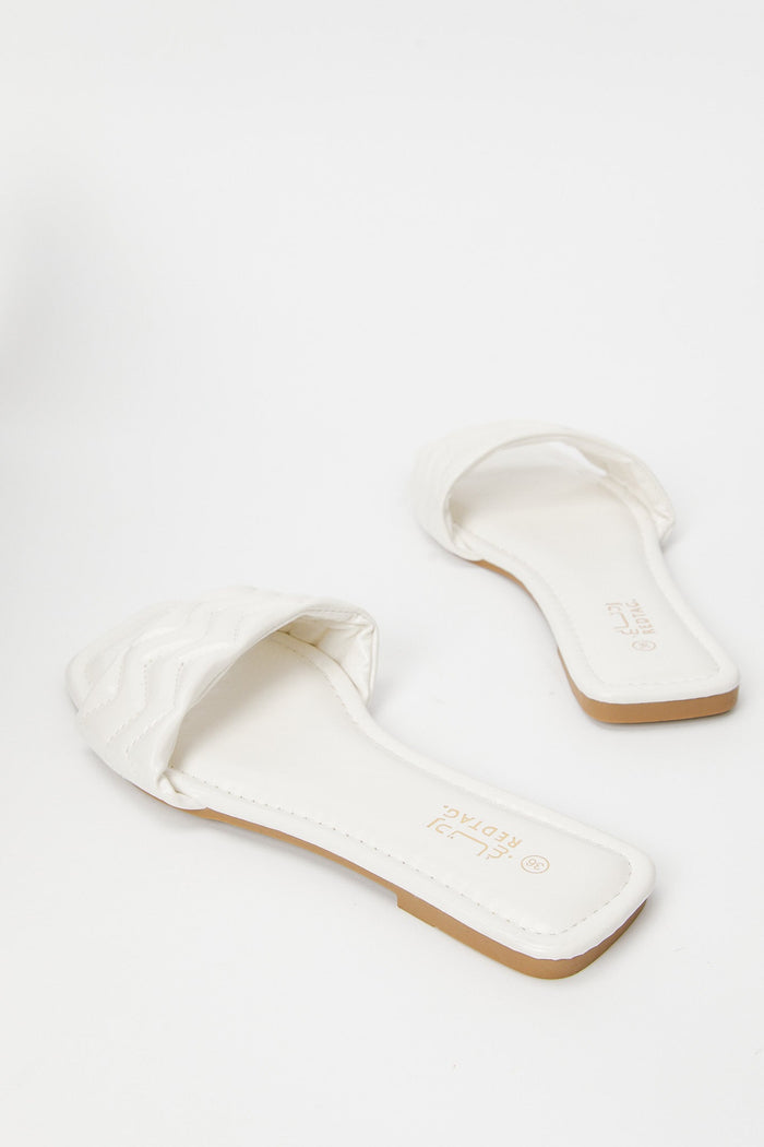 Redtag-White-Quilt-Mule-Category:Sandals,-Colour:White,-Deals:New-In,-Filter:Women's-Footwear,-H1:FOO,-H2:LAD,-H3:SAF,-H4:SAN,-LEC-Sandals,-N/A,-New-In-Women-FOO,-Non-Sale,-S23B,-Season:S23B,-Section:Women-Women's-