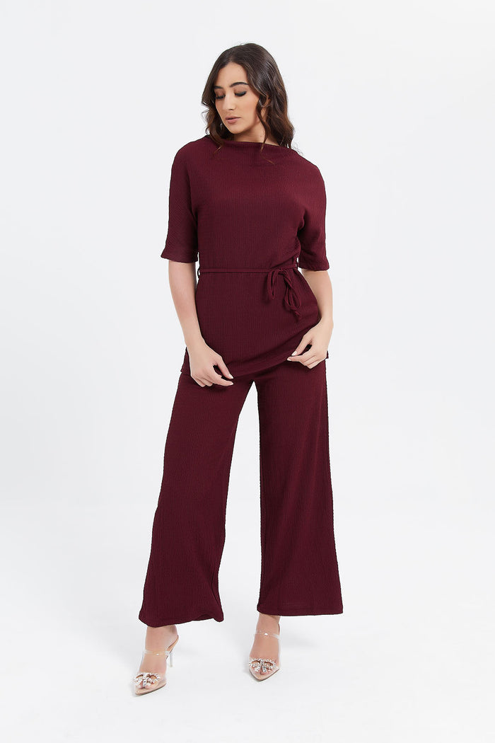 Redtag-Burgundy-Wide-Leg-Pant-Category:Trousers,-Colour:Burgundy,-Deals:New-In,-Filter:Women's-Clothing,-H1:LWR,-H2:LDC,-H3:TRS,-H4:CTR,-LDC-Trousers,-LWRLDCTRSCTR,-New-In-LDC,-Non-Sale,-ProductType:Culottes,-Season:W23A,-Section:Women,-W23A-Women's-