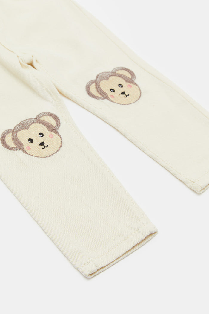 Redtag-Cream-Monkey-Novelty-Jean-Category:Jeans,-Colour:Cream,-Deals:New-In,-Filter:Infant-Boys-(3-to-24-Mths),-H1:KWR,-H2:INB,-H3:DNB,-H4:JNS,-INB-Jeans,-KWRINBDNBJNS,-New-In-INB,-Non-Sale,-ProductType:Jeans-Slim-Fit,-S23E,-Season:S23E,-Section:Boys-(0-to-14Yrs)-Infant-Boys-3 to 24 Months
