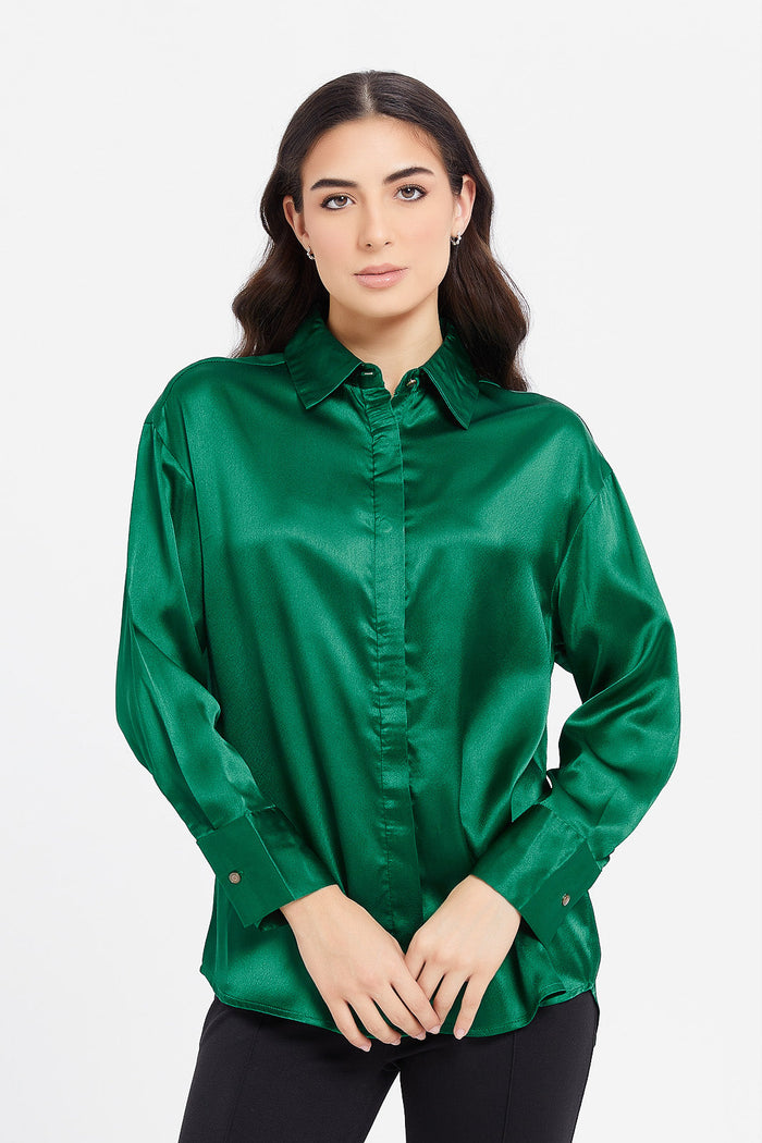 Redtag-Green-Oversized-Satin-Shirt-Category:Blouses,-Colour:Green,-Deals:New-In,-Filter:Women's-Clothing,-H1:LWR,-H2:LAD,-H3:BLO,-H4:CBL,-LWRLADBLOCBL,-New-In-Women,-Non-Sale,-ProductType:Casual-Shirts,-Season:W23A,-Section:Women,-W23A,-Women-Blouses-Women's-