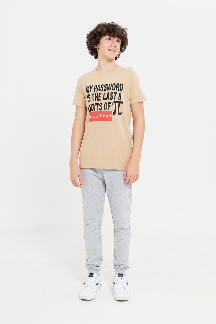 Redtag-Beige-Password-Is-The-Last-Grpahic-Tee-BSR-T-Shirts,-Category:T-Shirts,-Colour:Beige,-Deals:New-In,-Filter:Senior-Boys-(8-to-14-Yrs),-H1:KWR,-H2:BSR,-H3:TSH,-H4:TSH,-KWRBSRTSHTSH,-New-In-BSR,-Non-Sale,-ProductType:Printed-T-Shirt,-Season:W23A,-Section:Boys-(0-to-14Yrs),-TBL,-W23A-Senior-Boys-9 to 14 Years