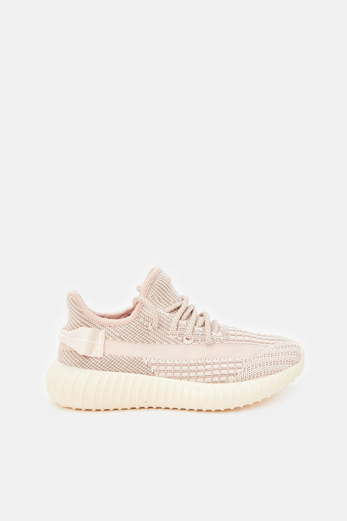 Redtag-Pink-Flyknit-Sneaker-Category:Trainers,-Colour:Pink,-Deals:New-In,-Filter:Women's-Footwear,-New-In-Women-FOO,-Non-Sale,-ProductType:Lace-Up-Shoes,-Section:Women,-W23A,-Women-Trainers-Women's-