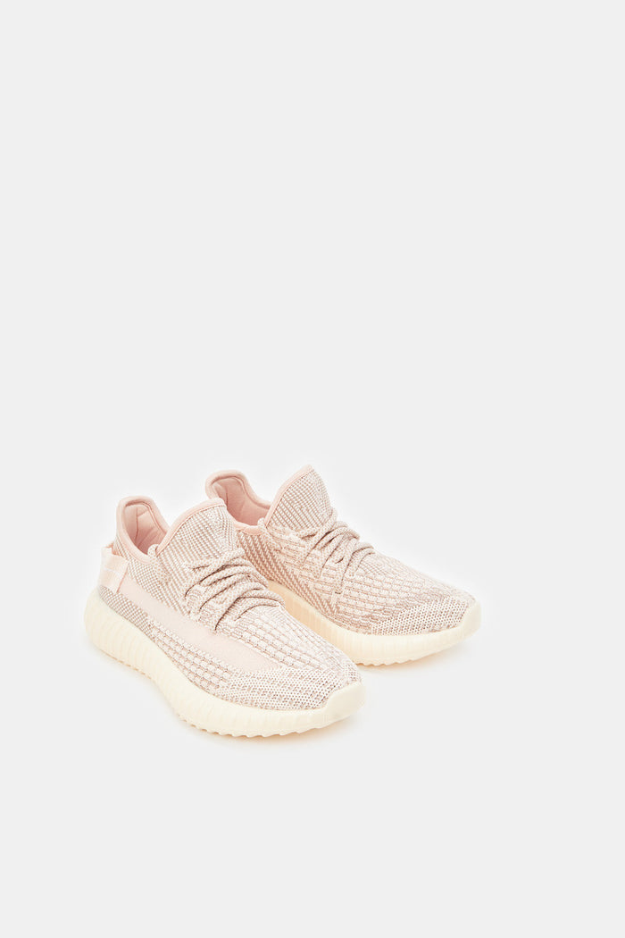 Redtag-Pink-Flyknit-Sneaker-Category:Trainers,-Colour:Pink,-Deals:New-In,-Filter:Women's-Footwear,-New-In-Women-FOO,-Non-Sale,-ProductType:Lace-Up-Shoes,-Section:Women,-W23A,-Women-Trainers-Women's-