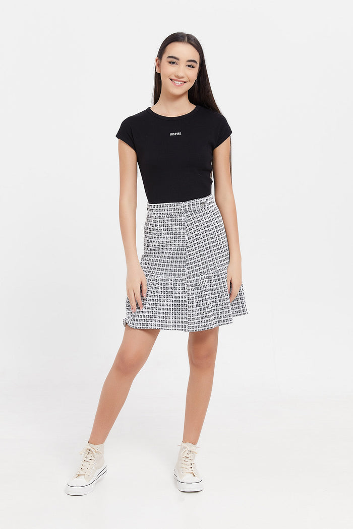 Black and white skirt with colored top hotsell