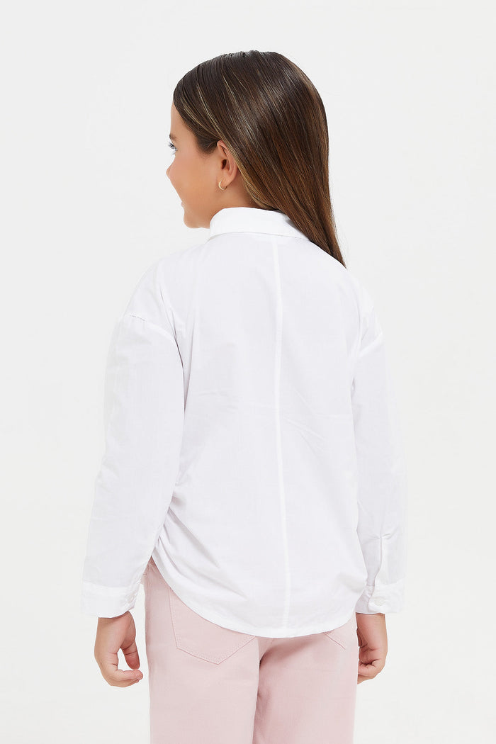 Redtag-White-Collar-Shirt-With-Drawstrings-B2S,-Category:Blouses,-Colour:White,-Deals:New-In,-Filter:Girls-(2-to-8-Yrs),-GIR-Blouses,-H1:KWR,-H2:GIR,-H3:BLO,-H4:CBL,-KWRGIRBLOCBL,-New-In-GIR,-Non-Sale,-ProductType:Casual-Shirts,-Season:W23A,-Section:Girls-(0-to-14Yrs),-W23A-Girls-2 to 8 Years