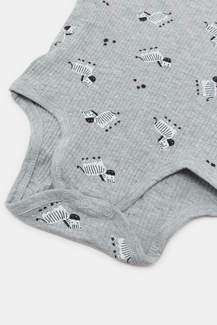 Redtag-Grey-2-Piece-Bodysuit-+-Pants-Pyjama-Set-Category:Bodysuits,-Colour:Mid-Grey,-Deals:New-In,-Filter:Baby-(0-to-12-Mths),-H1:KWR,-H2:NBF,-H3:RMS,-H4:BSS,-KWRNBFRMSBSS,-NBB-Bodysuits,-New-In-NBB,-Non-Sale,-ProductType:Bodysuits,-Season:W23A,-Section:Boys-(0-to-14Yrs),-W23A-Baby-0 to 12 Months