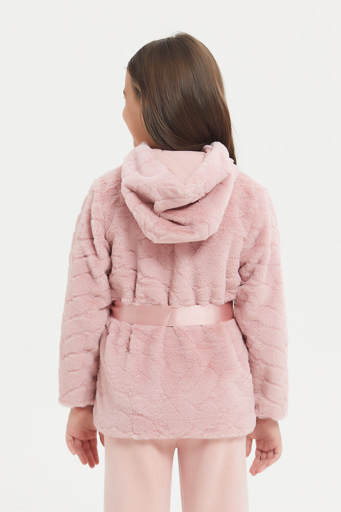 Redtag-Pink-Hooded-Fur-With-Design-Category:Jackets,-Colour:Pale-Pink,-Deals:New-In,-EHW,-Filter:Girls-(2-to-8-Yrs),-GIR-Jackets,-H1:KWR,-H2:GIR,-H3:OUW,-H4:OUW,-KWRGIROUWOUW,-New-In-GIR,-Non-Sale,-ProductType:Jackets,-Season:W23B,-Section:Girls-(0-to-14Yrs),-W23B-Girls-2 to 8 Years