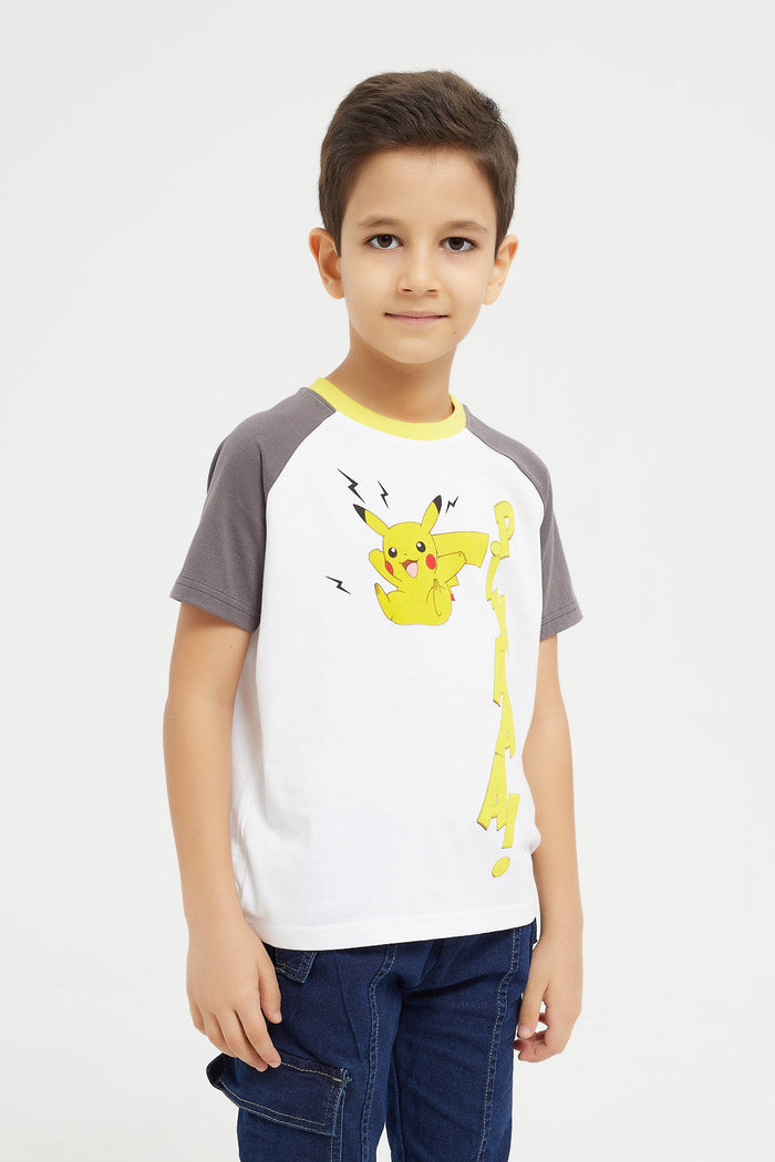 Redtag-White-Pokemon-Oversize-Short-Sleeve-T-Shirt-BOY-T-Shirts,-Category:T-Shirts,-CHR,-Colour:White,-Deals:New-In,-Filter:Boys-(2-to-8-Yrs),-H1:KWR,-H2:BOY,-H3:TSH,-H4:TSH,-KWRBOYTSHTSH,-New-In-BOY,-Non-Sale,-ProductType:Oversized-T-Shirts,-Season:W23B,-Section:Boys-(0-to-14Yrs),-W23B-Boys-2 to 8 Years