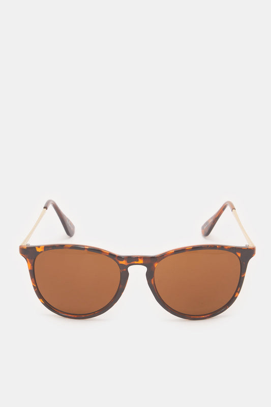 Men Brown Round Sunglasses