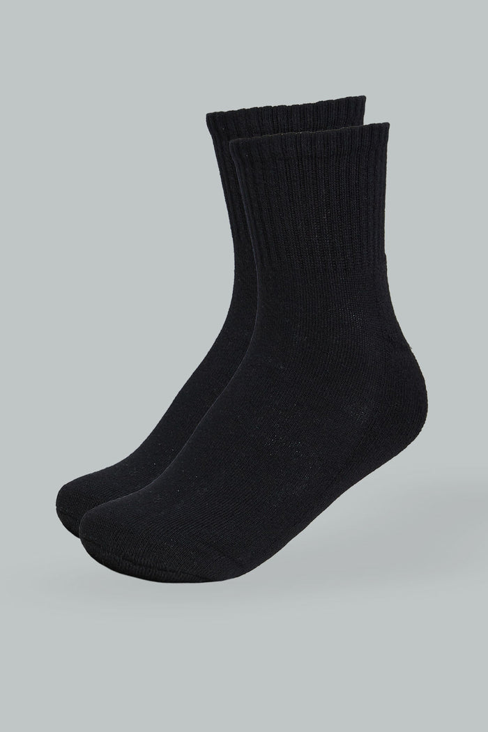 Redtag-Black-Sports-Socks-(Pack-of-2)-365,-Colour:Black,-Filter:Men's-Clothing,-Men-Socks,-Non-Sale-Men's-