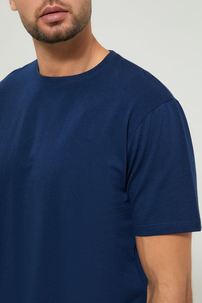 Navy Plain Crew Neck T-Shirt - REDTAG