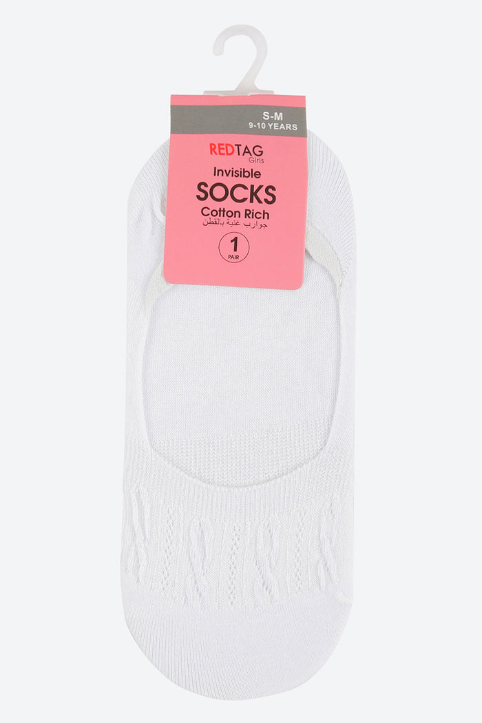 White Plain Invisible Socks - REDTAG