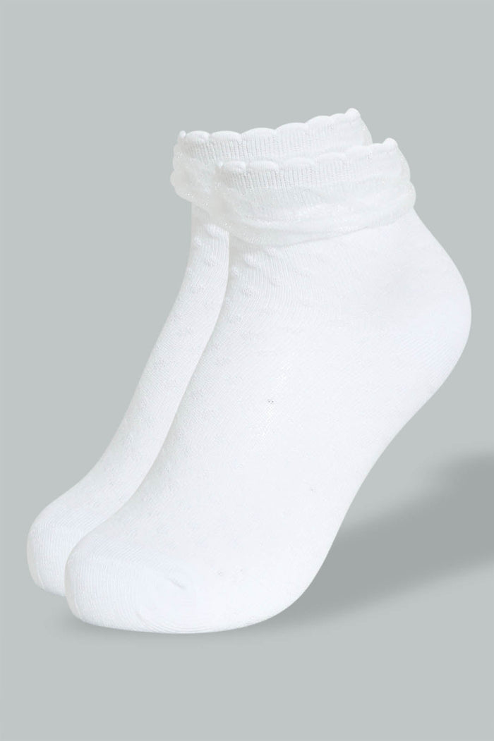Redtag-White-1Pk-Jacquard-Socks-365,-Colour:White,-Filter:Girls-(2-to-8-Yrs),-Girls-Socks,-IMP,-New-In,-New-In-GIR,-Non-Sale,-Section:Kidswear-Girls-2 to 8 Years