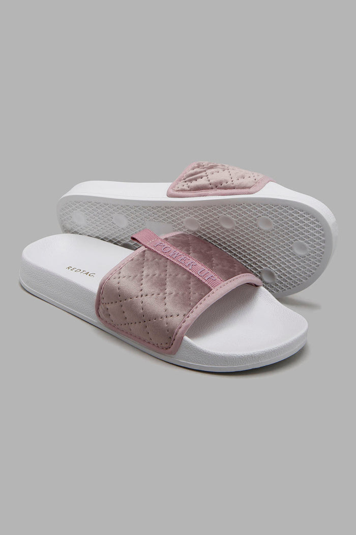 Redtag-Pink-Velvet-Quilt-Slide-Character,-Colour:Pale-Pink,-Filter:Women's-Footwear,-New-In,-New-In-Women-FOO,-Non-Sale,-W21B,-Women-Flip-Flops-Women's-