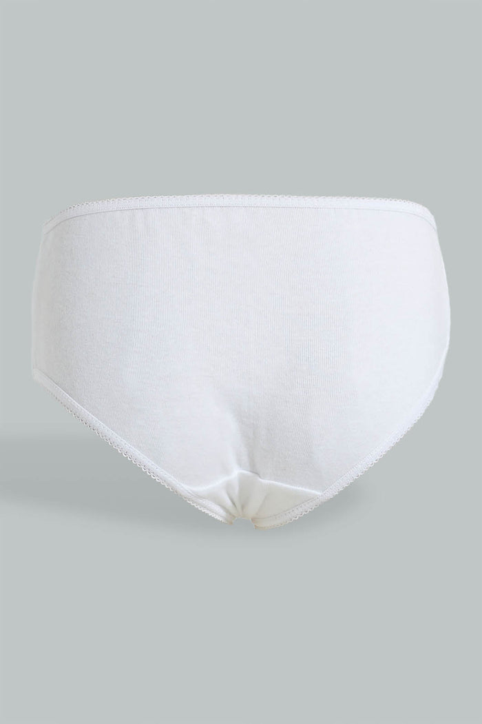 Redtag-White-5-Pc-Pack-1X1-Rib-Plain-Briefs-Boxers-Girls-2 to 8 Years