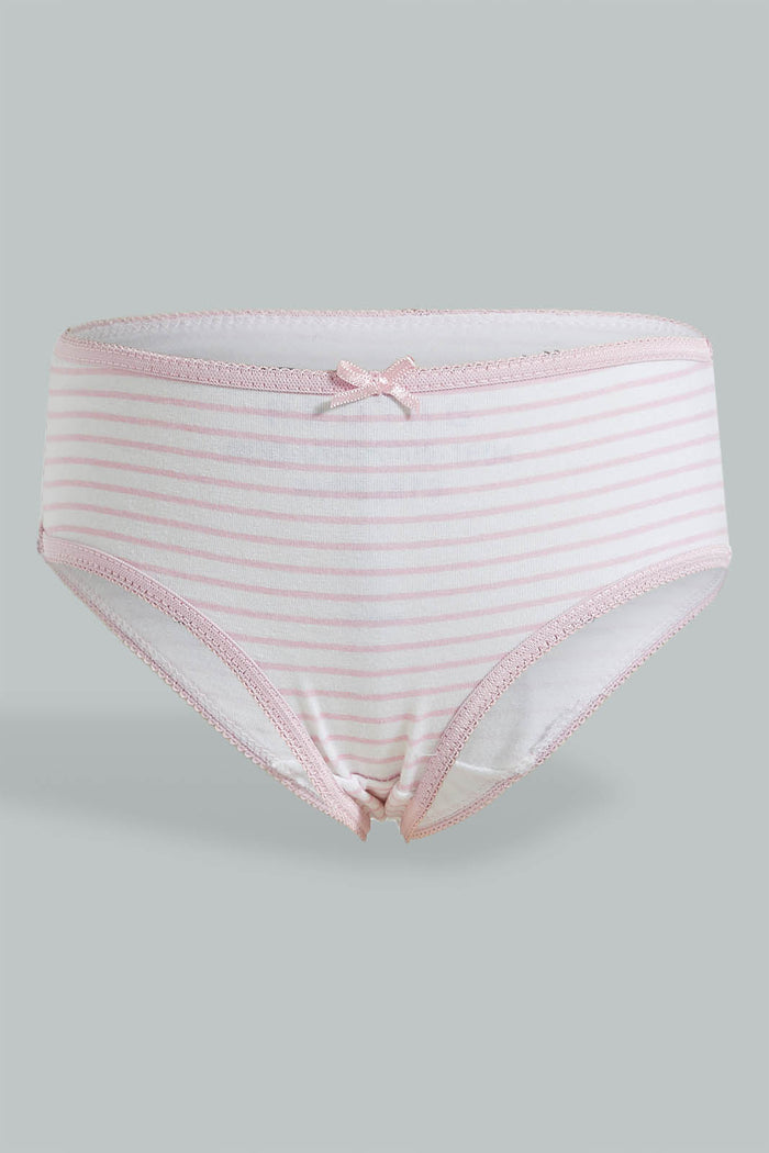 Redtag-Assorted-5-Pc-Pack-Striped-Briefs-Boxers-Girls-2 to 8 Years