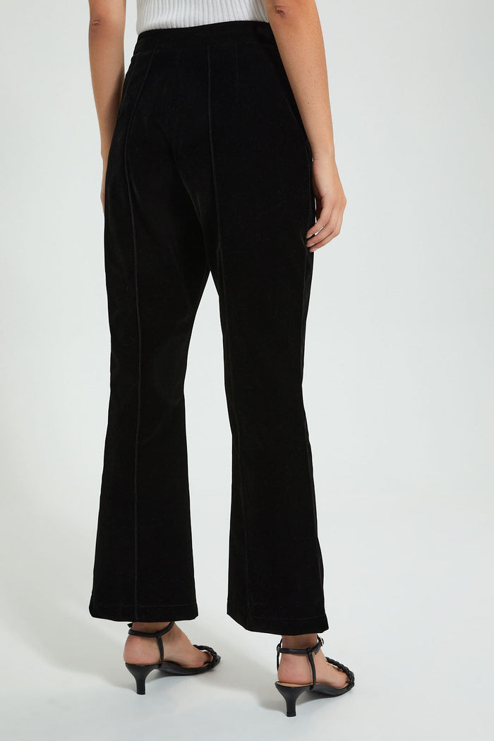 Redtag-Black-Velvet-Fit-&-Flare-Pants-Celebrity-Trousers,-Colour:Black,-Filter:Women's-Clothing,-New-In,-New-In-LDC,-Non-Sale,-S22A,-Section:Women,-TBL-Women's-