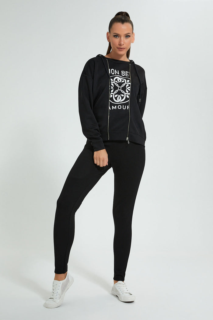 Redtag-Black-Long-Length--Sweatshirt-With-Zippers-Celebrity-Sweatshirts,-Colour:Black,-Filter:Women's-Clothing,-New-In,-New-In-LDC,-Non-Sale,-S22A,-Section:Women-Women's-