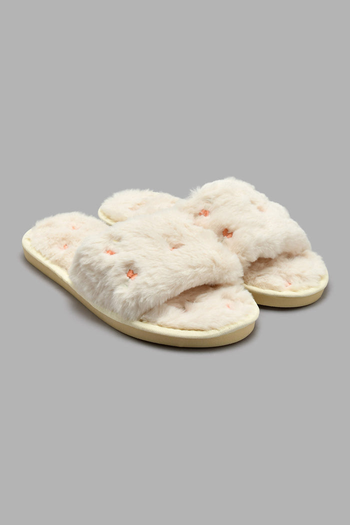 Redtag-Embroidery-Slipper-Colour:Ivory,-Filter:Women's-Footwear,-New-In,-New-In-Women-FOO,-Non-Sale,-S22A,-Section:Women,-Women-Slippers-Women's-
