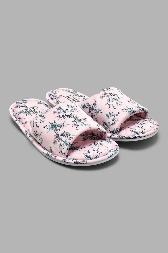 Redtag-Pink-Floral-Satin-Print-Colour:pink,-Filter:Women's-Footwear,-New-In,-New-In-Women-FOO,-Non-Sale,-S22A,-Section:Women,-Women-Slippers-Women's-