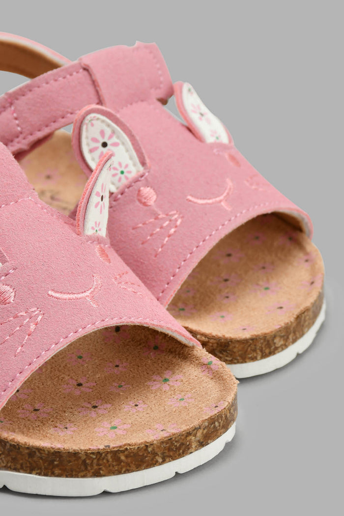 Redtag-Pink-Bunny-Cork-Sandal-Sandals-Infant-Girls-1 to 3 Years