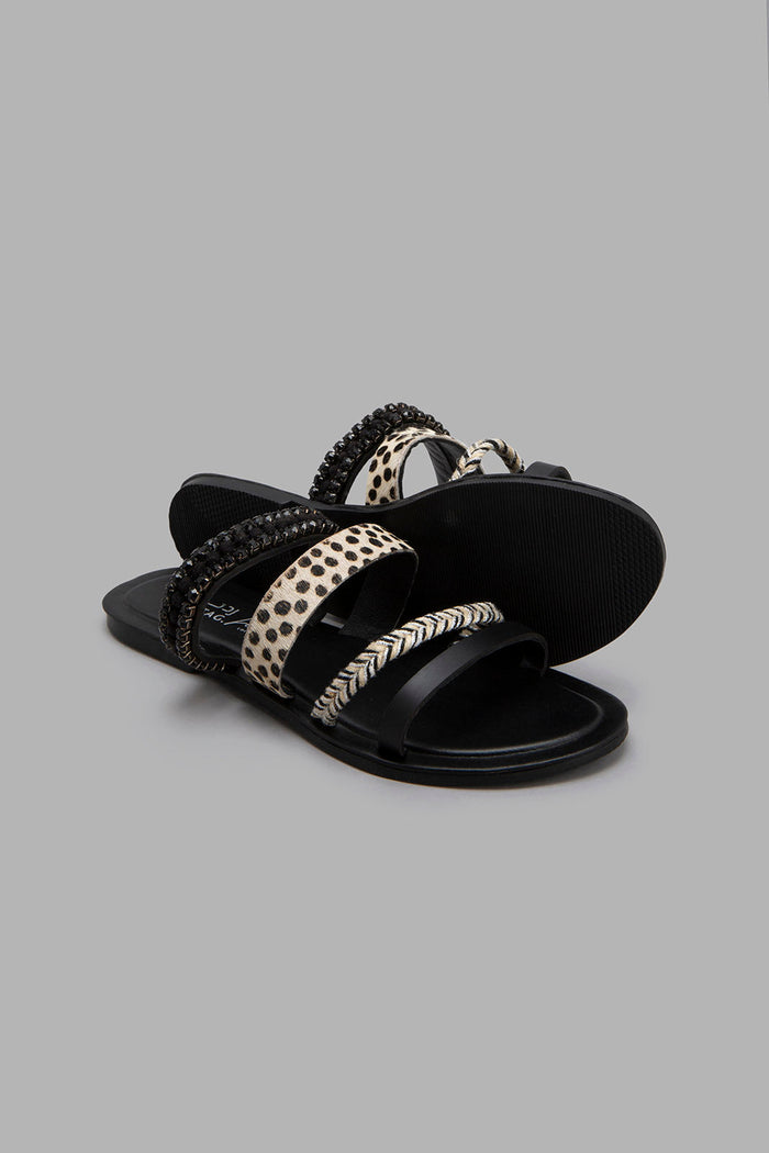 Redtag-Black-Strappy-Embellished-Mule-Mules-Women's-