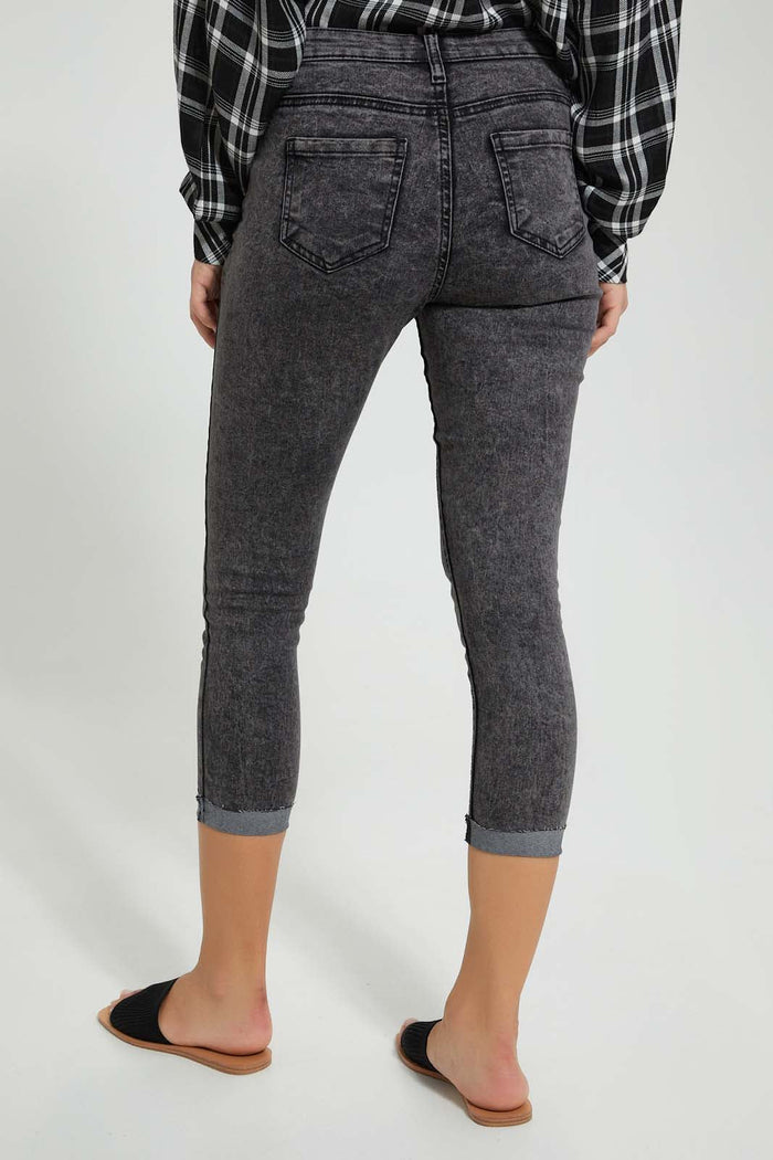Redtag-Grey-Mid-Waist-Jean-With-Folded-Hem-Jeans-Skinny-Fit-Women's-