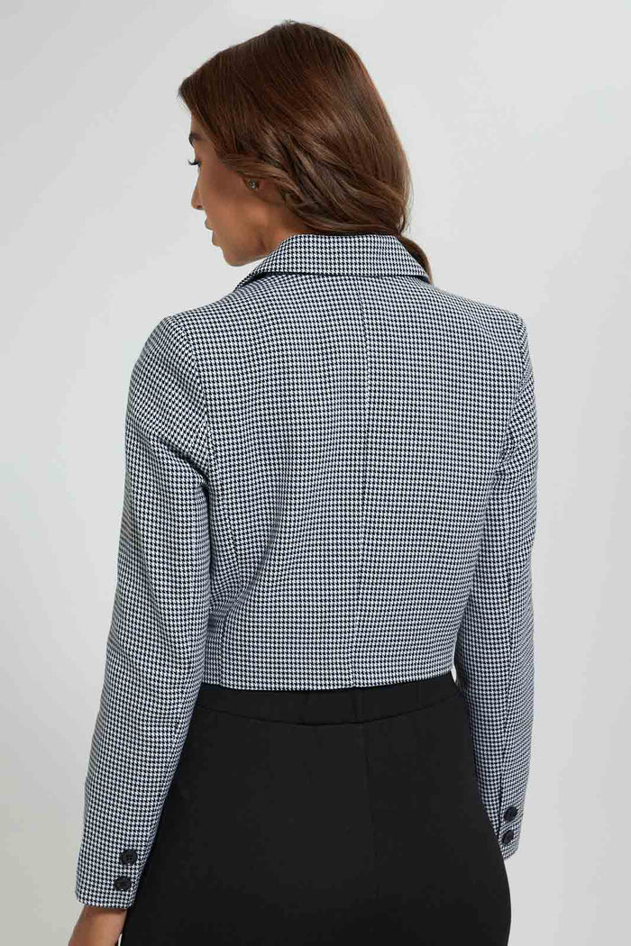 Redtag-Black-Checked-Long-Sleeve-Cropped-Jacket-Jackets-Women's-0