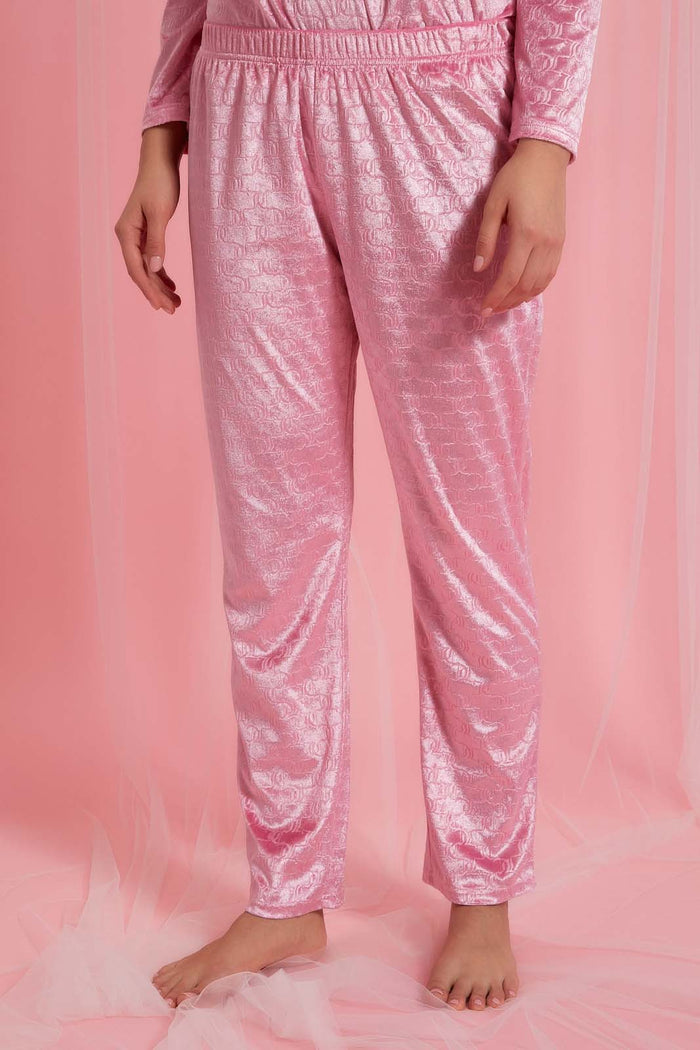Redtag-Pink-Plain-Velvet-Pyjama-Set-Pyjama-Sets-Women's-