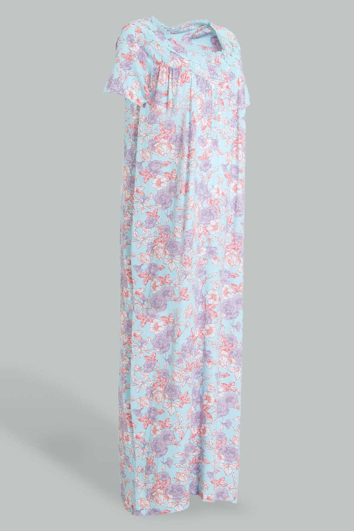 Redtag-Blue-Floral-Printed-Nightgown-Nightgowns-Women's-