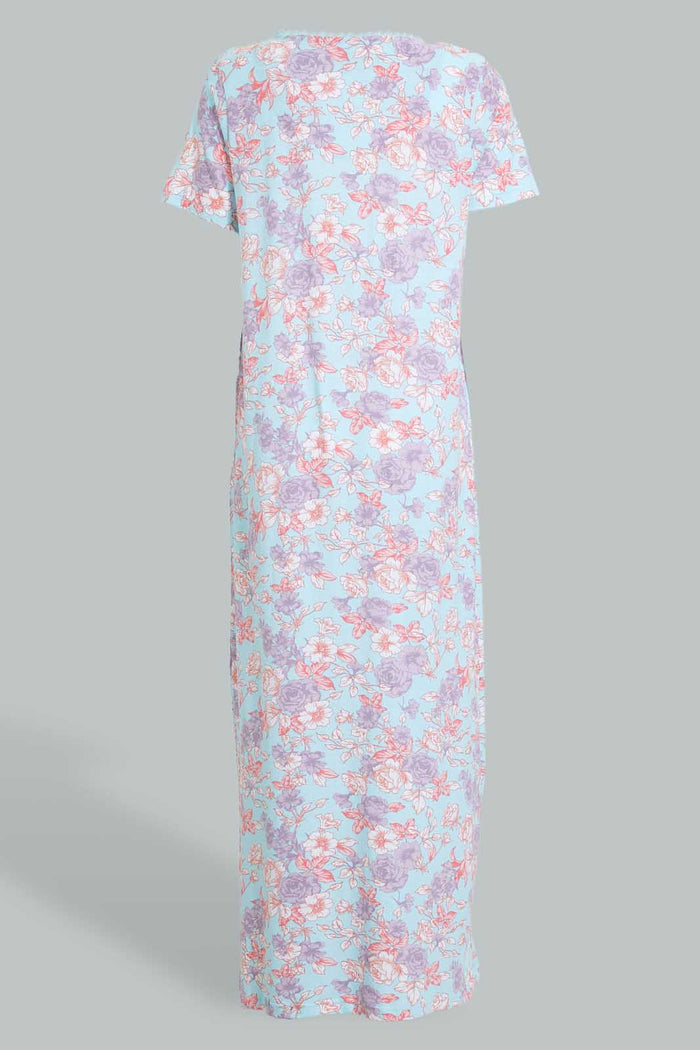 Redtag-Blue-Floral-Printed-Nightgown-Nightgowns-Women's-