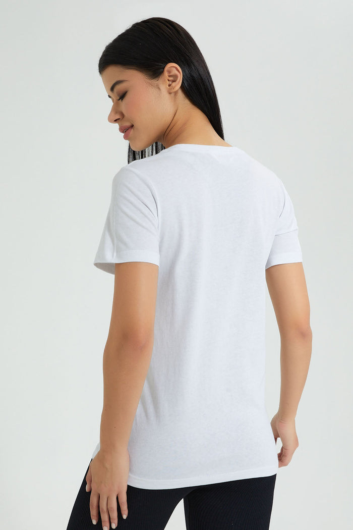 Redtag-White-Short-Sleeve-Placement-Print-Active-T-Shirt-Colour:White,-Filter:Women's-Clothing,-New-In,-New-In-Women,-Non-Sale,-S22B,-Section:Women,-Women-T-Shirts-Women's-