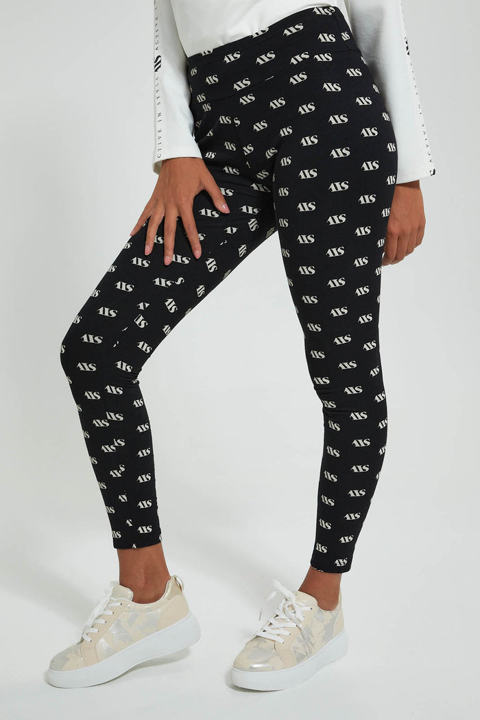 Redtag-Black-Allover-Printed-Active-Pant-Joggers-Women's-0