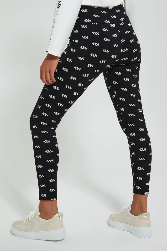 Redtag-Black-Allover-Printed-Active-Pant-Joggers-Women's-0
