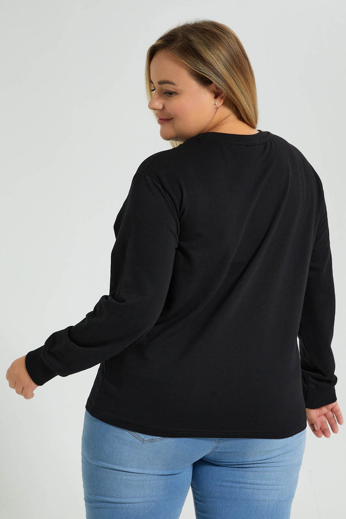 Redtag-Black-Mickey-Mouse-Sweatshirt-Character,-Colour:Black,-Filter:Plus-Size,-LDP-Sweatshirts,-New-In,-New-In-LDP,-Non-Sale,-S22A,-Section:Women,-TBL-Women's-