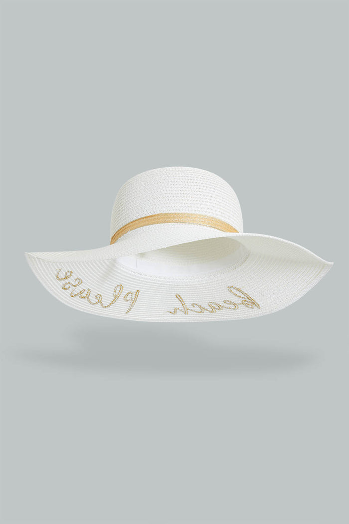 Redtag-White-Printed-Embellished-Hat-Hats-Women-