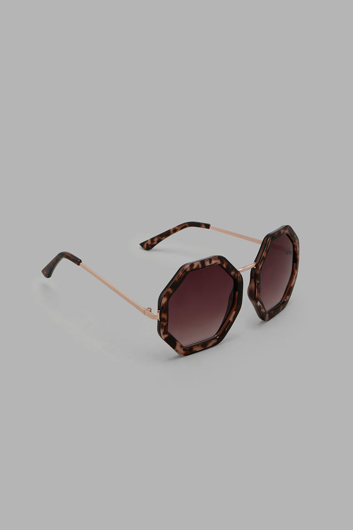 Redtag-Hexagonal-Animal-Printed-Frame-Sunglasses-Aviator-Women-
