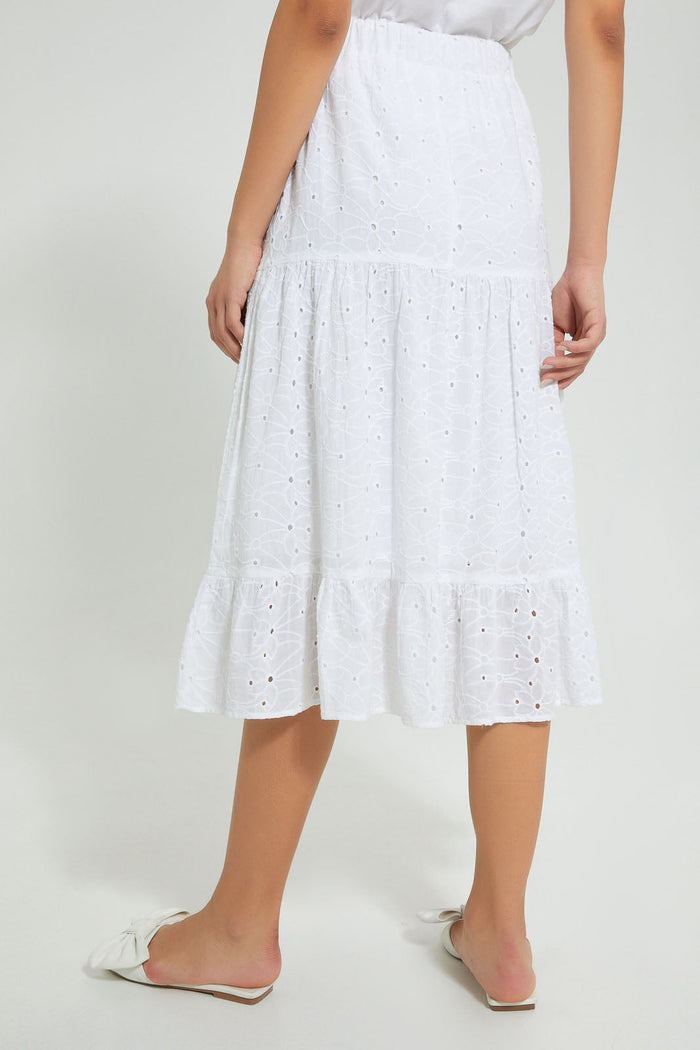 Redtag-White-Allover-Schiffli-Skirt-Skirts-Women's-