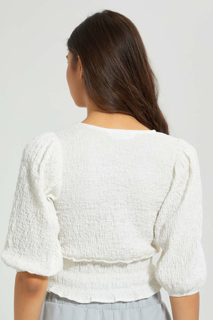Redtag-White-Puff-Sleeve-Top-Tops-Women's-