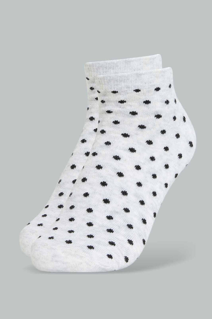 Redtag-Grey/Yello/Blue-Polka-Printed-Ankle-Socks-(3-Pack)-365,-Category:Socks,-Colour:Assorted,-Deals:New-In,-Filter:Women's-Clothing,-New-In-Women-APL,-Non-Sale,-Section:Women,-Women-Socks--