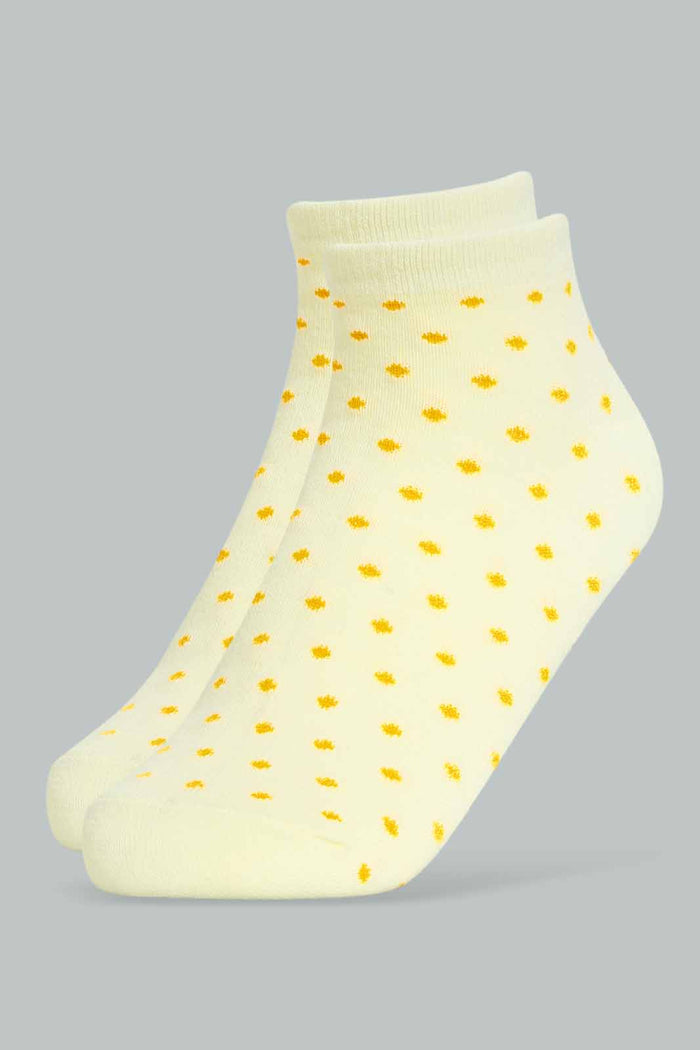 Redtag-Grey/Yello/Blue-Polka-Printed-Ankle-Socks-(3-Pack)-365,-Category:Socks,-Colour:Assorted,-Deals:New-In,-Filter:Women's-Clothing,-New-In-Women-APL,-Non-Sale,-Section:Women,-Women-Socks--