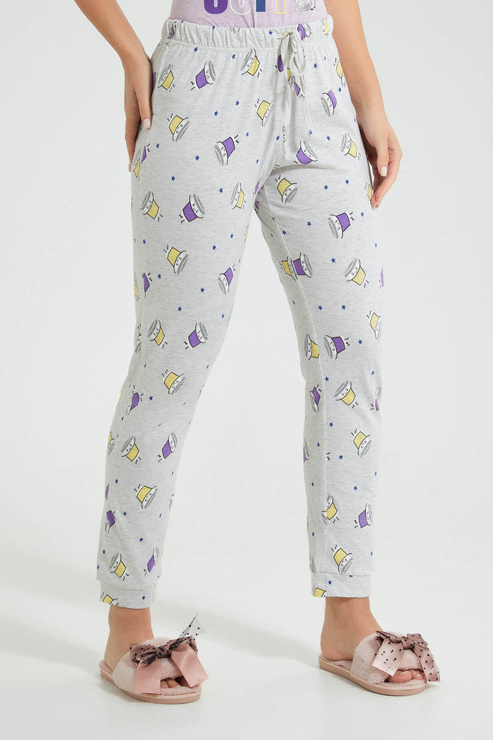 Redtag-Lilac-Coffee-Printed-Pyjama-Set-Colour:Lilac,-Filter:Women's-Clothing,-New-In,-New-In-Women,-Non-Sale,-S22B,-Section:Women,-Women-Pyjama-Sets-Women's-