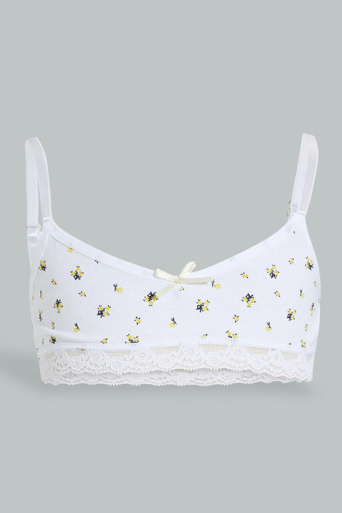 Redtag-White-Floral/Yellow-Bra-(2Pack)-365,-Character,-Colour:Assorted,-ESS,-Filter:Senior-Girls-(9-to-14-Yrs),-GSR-Bras,-New-In,-New-In-GSR,-Non-Sale,-Section:Kidswear-Senior-Girls-9 to 14 Years