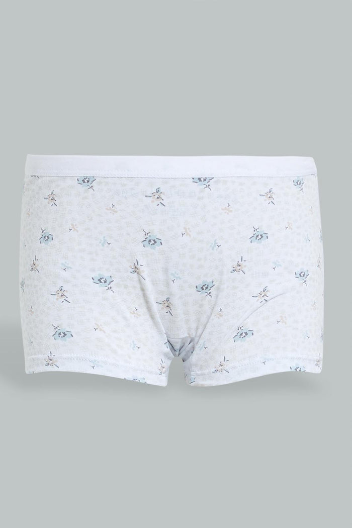 Redtag-White-Floral-/Grey-Melange-Boxer-Brief-(2Pack)-365,-Character,-Colour:Assorted,-Filter:Senior-Girls-(9-to-14-Yrs),-GSR-Briefs,-New-In,-New-In-GSR,-Non-Sale,-Section:Kidswear-Senior-Girls-9 to 14 Years
