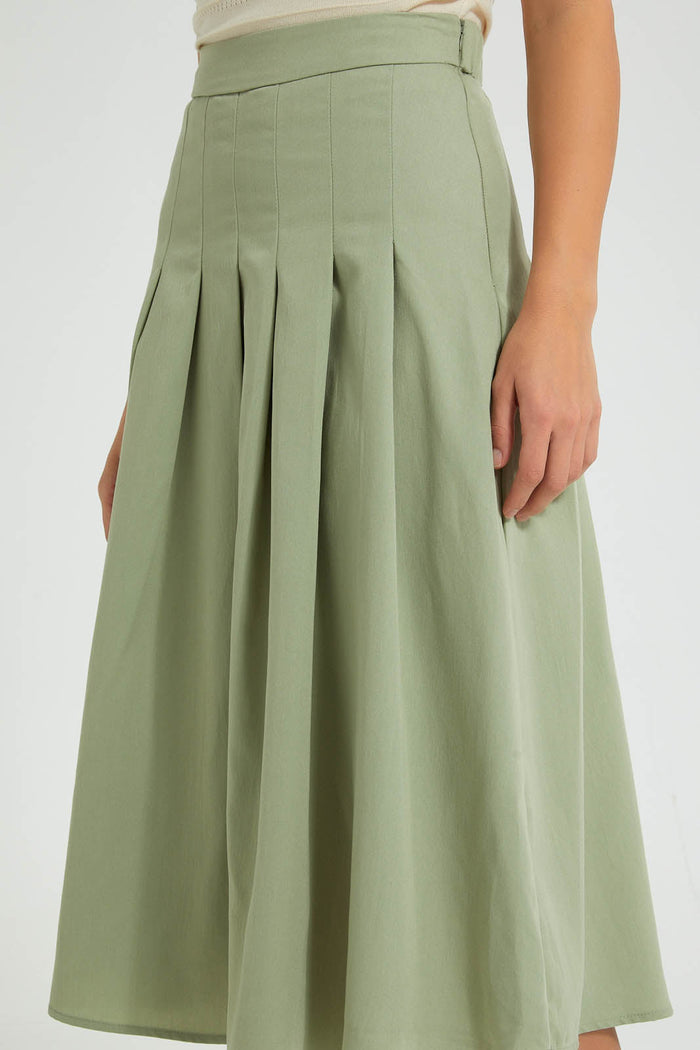 Redtag-Green-Flared-Skirt-Colour:Green,-Filter:Women's-Clothing,-Limited-Edition-Skirts,-New-In,-New-In-Women,-Non-Sale,-S22B,-Section:Women-Women's-